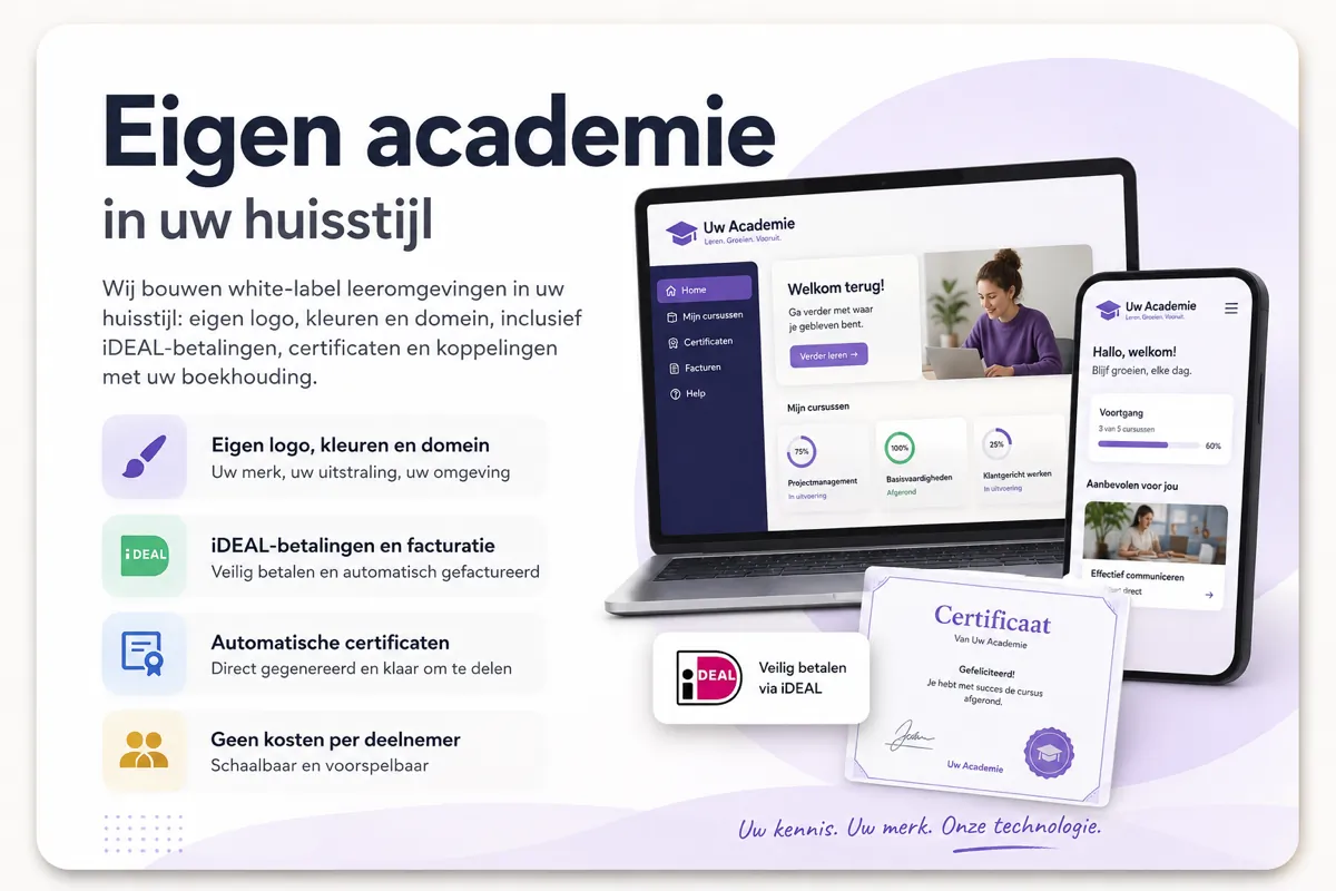 White-label learning platform for training providers: own branding, payments and certificates